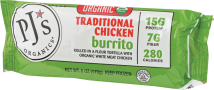 P.J.'s Organic Traditional Chicken Burrito 6 oz product image.