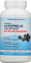 American Health Chewable Acidophilus Natural Blueberry 100 wafers product image.