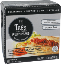 Tres Latin Foods™ Shredded Pork & Pinto Bean Pupusas 4 each product image.