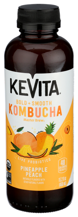 Pinapple Peach Kombucha Beverage product image.